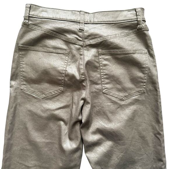 Banana Republic Pants Women 29 8 Petite Gold High Rise Straight Metallic Shimmer - Picture 8 of 15